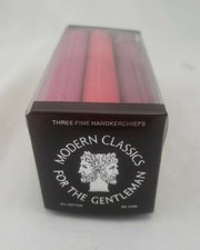 Vintage Three Fine Men's Handkerchiefs Pocket Squares 100 Cotton Red Burgundy