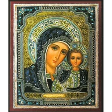 wholesale bulk of 20 Russian wood icon Virgin of Kazan Gold and Silver Foil