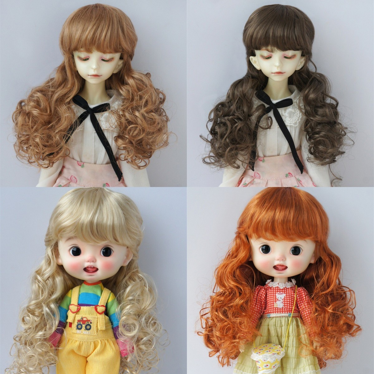 9-101/3 1/4 1/6 Long Curly BJD Doll Wig Syhthetic Mohair Princess Wig Hair  Bangs