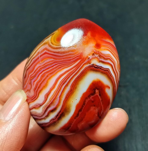 TOP 84G Natural Polished Silk Banded Lace Agate Crystal Madagascar 87