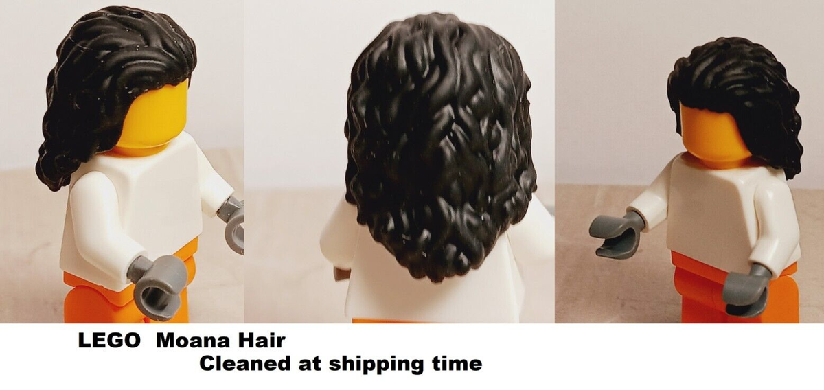 LEGO Moana Hair Thick Fluffy Hair BLACK Wavy Curly HAWAIIAN