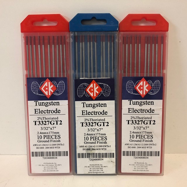 (30) NEW CK WORLDWIDE TUNGSTEN ELECTRODES 2 THORIATED 2.4MMX175MM