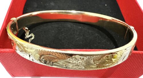 Vintage 1/20th 12ct Rolled Gold Half engraved Bangle,10.56g,M12 - Picture 1 of 8