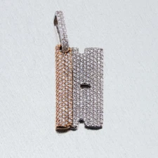 2 ct Pass Tester Real Moissanite Mens Classic Razor Blade Pendant Real Silver