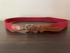 Vintage Dooney  Bourke RED Wool Surcingle Belt Leather made in USA men's 38-40