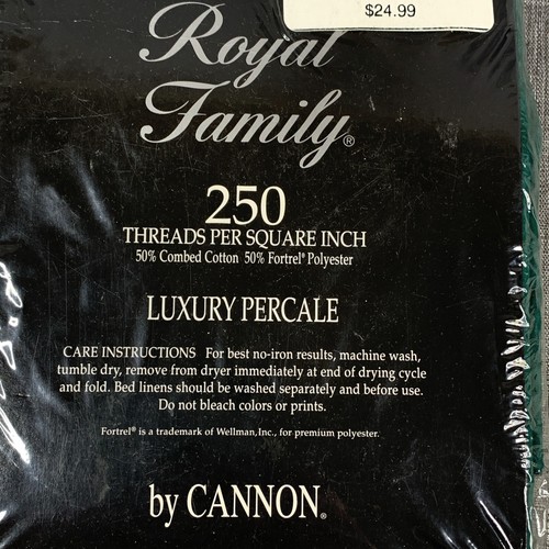 Cannon luxury Percale 2 Pc Pillowcase Standard/Queen Green 250 ct - Picture 4 of 5