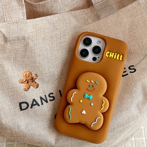Gingerbread Man 3D Soft Silicone Case for iPhone 13 14 15 16 Pro Max Phone Cover - Picture 13 of 17