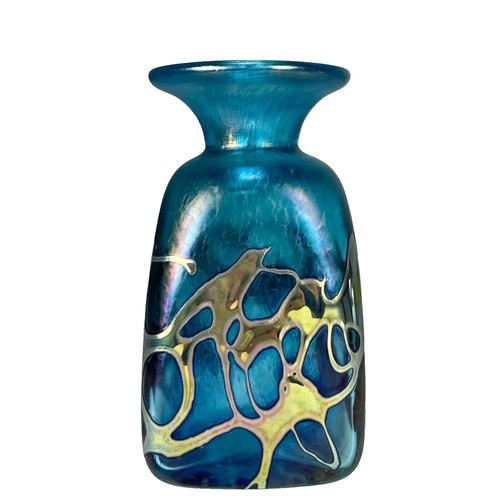 Robert Held Art Glass Blue Iridescent 7 1/2