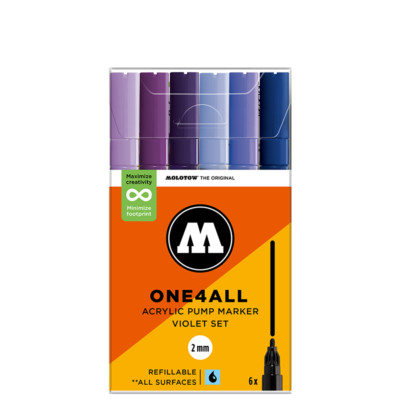Molotow 127HS Violet Set - 6 x Acrylic Paint Marker Pens - 2mm Tip
