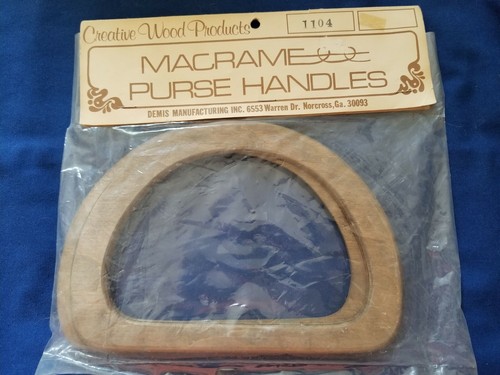 Creative Wood Products Macrame Stained Wood Purse Handles Size 8" x 6" One Pair - Picture 2 of 2