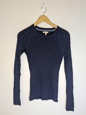 Sonoma Women's Navy Blue Ribbed Knit Sweater Size S Cotton