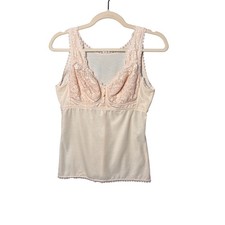 Vintage Womens Lace Underwire Camisole B90 Cream Floral Coquette Romantic Tank