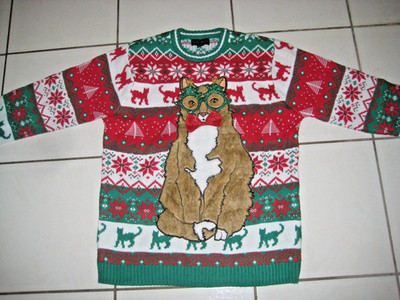 Blizzard Bay Men's Ugly Christmas Sweater ''CHRISTMAS CAT''* SIZE LARGE *