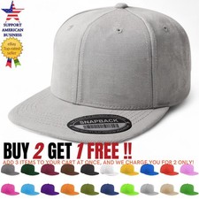 Flat Bill Hats Snapback Adjustable Size Baseball Cap Solid Blank Visor Hat Mens