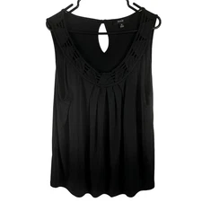 Naif Women’s Black Sleeveless Trim Casual Stretch Top Summer Picnic Size 1X