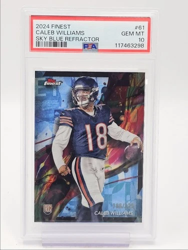 CALEB WILLIAMS 2024 TOPPS FINEST COMMON ROOKIE SKY BLUE RC /325 PSA 10 Q0004