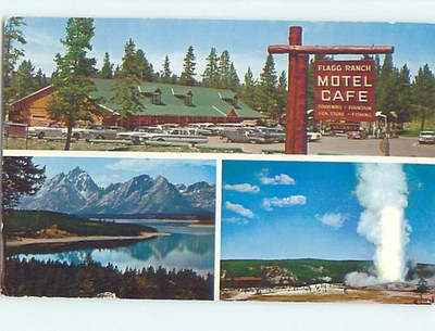 #ad Pre 1980 GAS STATION AT FLAGG RANCH MOTEL Moran Wyoming WY : clearance J6473 $1.35