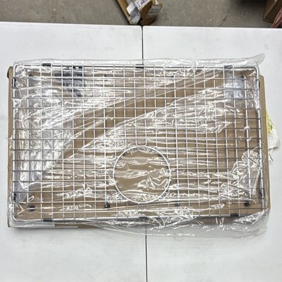 Stainless Steel Kitchen Sink Bottom Grid, Drain Cutout, 34x14 Silver