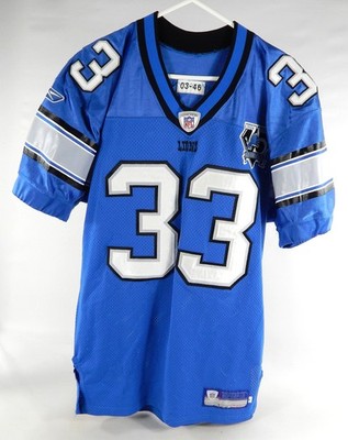 2003 Detroit Lions Marcus Thomas #33 Spiel Gebraucht Blau Trikot 75 Jahreszeiten