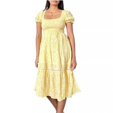 Lost + Wander Sweet Summer Daze Midi Dress Yellow Floral Size Small NWT