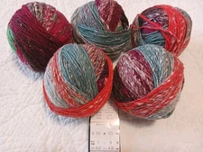 Noro Chirimen Yarn Cotton Silk Wool Self Striping 5 Sks #6 Orange Green Gray 5 S