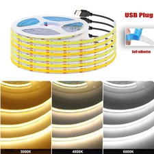 USB COB LED Strip 320LEDs/m 8mm Flexible for TV Cabinet Light 1-5m