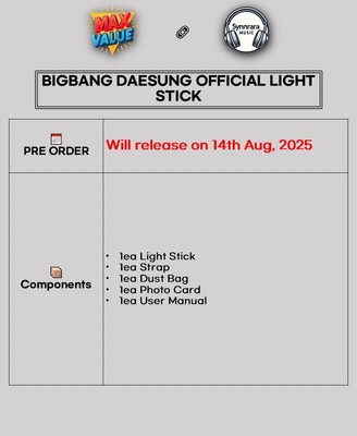 BIGBANG DAESUNG OFFICIAL LIGHT STICK/Strap,Card,Bag Tracking Code