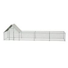 26'Lx6.7'Wx6.6' ft Large Metal Chicken Coop, Walk-in Chicken Run, Galvanized Wir