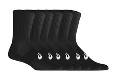 Asics Crew Socks Sports Training Running Casual Socks 6Pairs Black 3033C302001