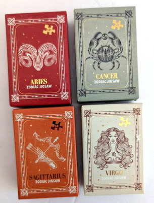 4 New Zodiac Jigsaw Mini Puzzles 50 Pieces Each Aries Cancer Virgo Sagittarius