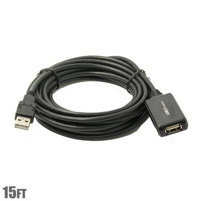 15Ft USB2.0 USB-2 Active Repeater A-Male to A-Female Extender M/F Cable Adapter