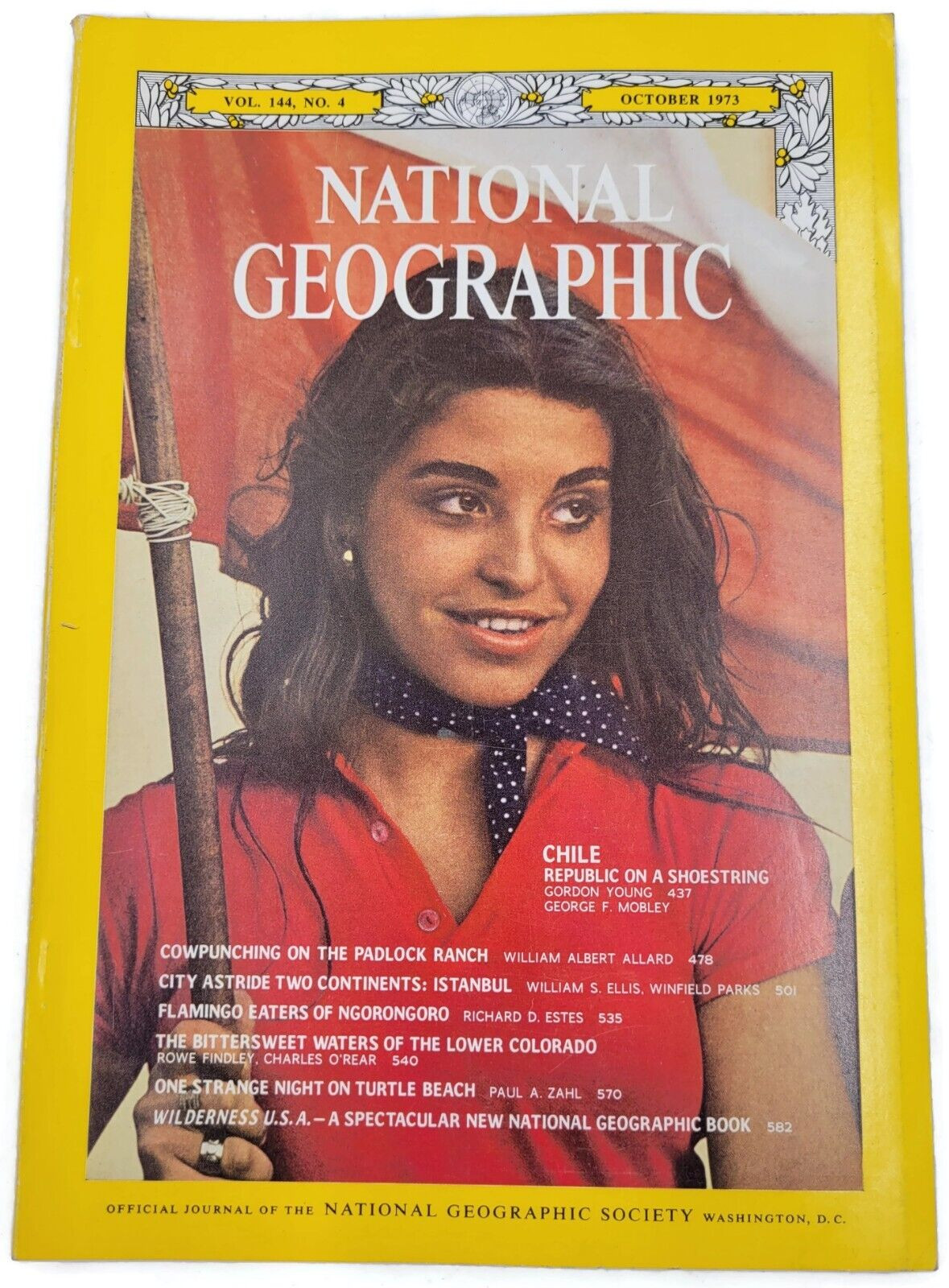 National Geographic October 1973 Chile Cowpunching Flamingo Eaters Turtle Beach
