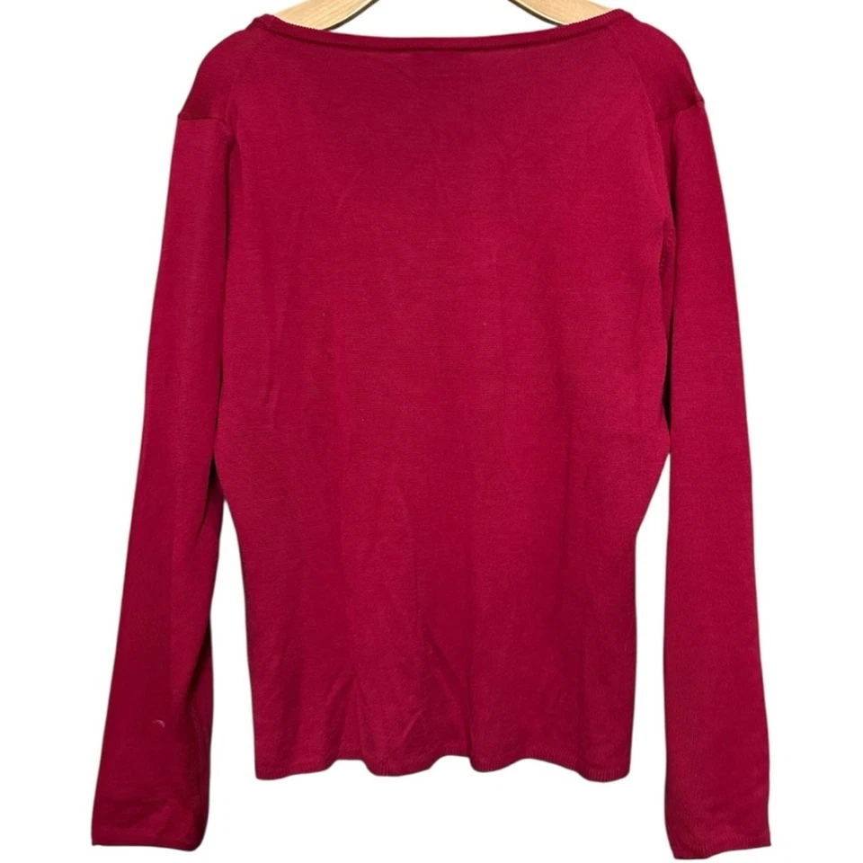 Thomas Pink Women’s Size L Pink Scoopneck Merino Wool Long Sleeve Sweater - Image 2 of 4