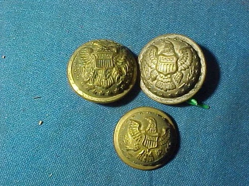 3 Orig CIVIL WAR Brass OFFICERS  UNIFORM BUTTONS