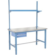 60"W x 30"D Workbench 1-5/8" Thick Stainless Steel with Drawer Upright  Shelf