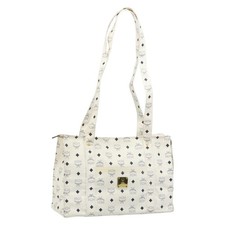 MCM Vicetos Logogram Tote Bag PVC Leather White Auth 187455
