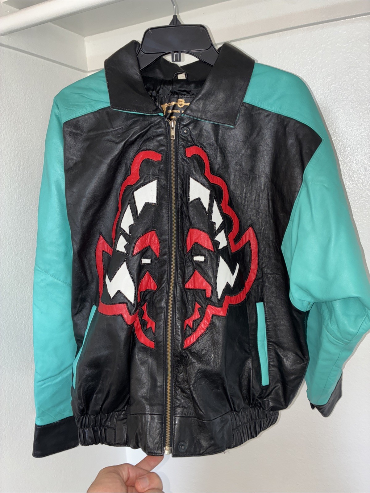 Leather Aztec Native Jacket Turquoise Tribal Leat… - image 2