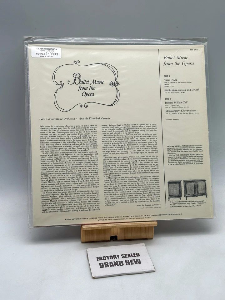 Orchestre De La Société- Ballet Music From The Opera Factory Sealed  Vinyl Reco - Image 4 of 4