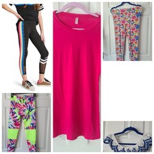 Girls SzMedium 10- 12/Large 12-14 Clothing Bundle Lot 5 Pieces 3 leggings 2 tops