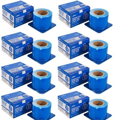 8Rolls Dental Barrier Film Roll Tape Adhesive 1200 Sheets Size 4'' x 6'' Blue