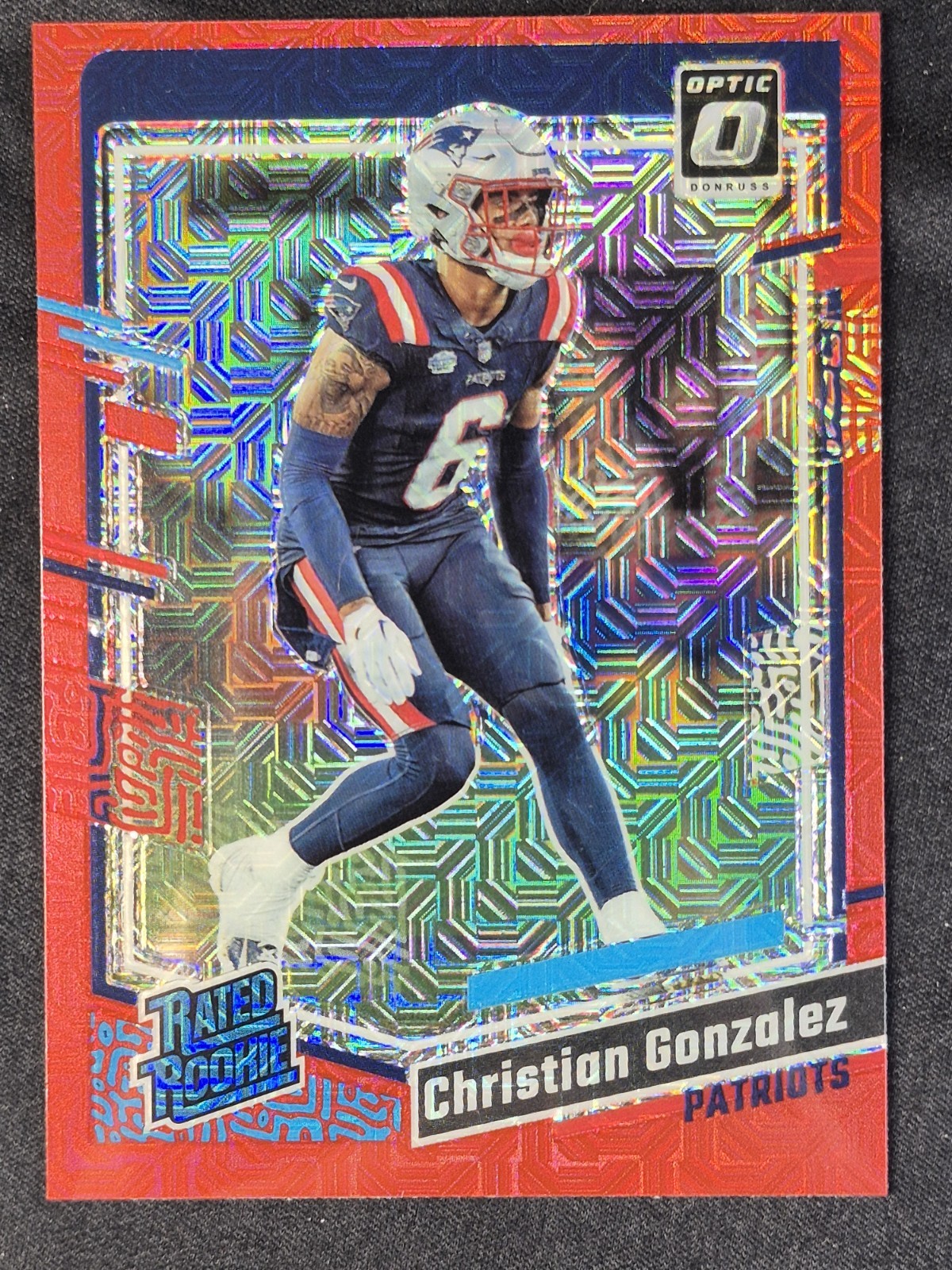 Christian Gonzalez 2023 Donruss Optic Red Mojo Rated Rookie SSP #274 Patriots
