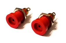 2mm Tip Jack Connector, 2 Pcs, Panel-Mount, Red, Solder Tab, HH Smith
