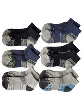 Reebok Boys Blue, Gray  Black Ankle Pro-Series Socks 6-Pack