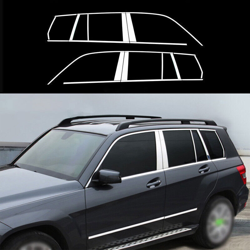 Fit For 2009-2015 Mercedes-Benz GLK Chrome Windows Sill Molding Strip Trim 1 Set