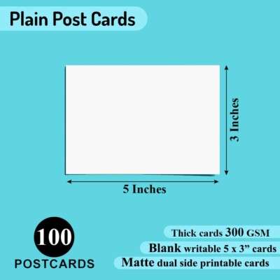 Blanko Postkarten Packung mit 100 Notizkarten 3 x 5 cm schlicht weiß Karton klein