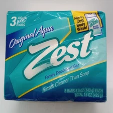 Original Aqua Zest Deodorant 5 oz Bar Soap 1998 NIP 3 pack Sealed NEW VINTAGE
