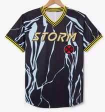 Marvel X-Men '97 Storm Batting Jersey black blue embroidered Unisex MEDIUM New