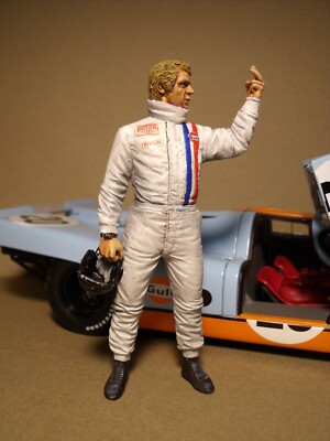 自動車 McQUEEN Racing AutoArt 1/18 FIGURE STEVE MC QUEEN LE MANS 70 VROOM PAINTED FOR AUTOART
