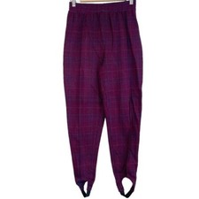 Vintage 80s F. Shay of Boston Plaid Elastic Waist Stirrup Pants Fits like size 6