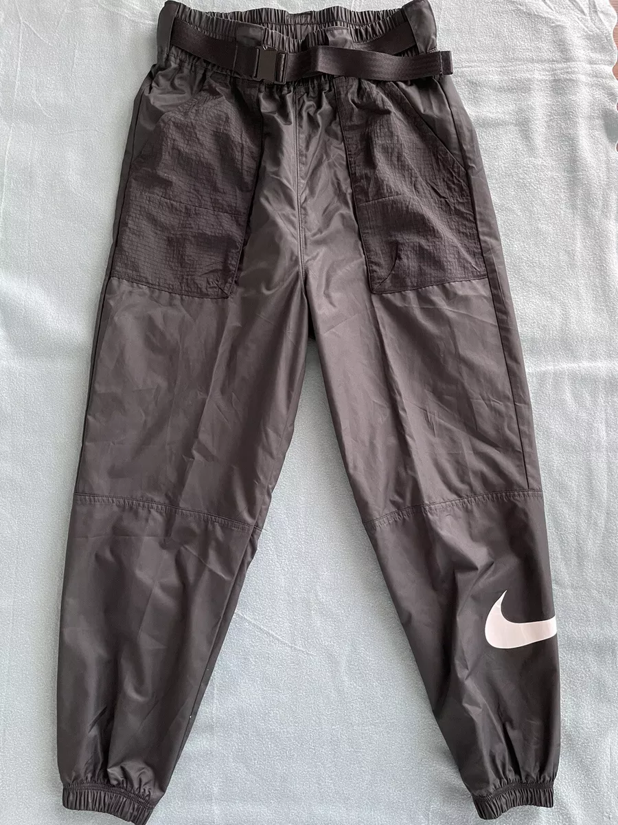 Nike woven swoosh cargo pants with belt in black sales